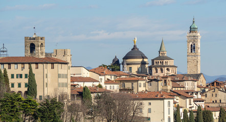 Fototapeta na wymiar Bergamo. One of the beautiful city in Italy. Lombardia. Landscape at the old town from the surrounding hills