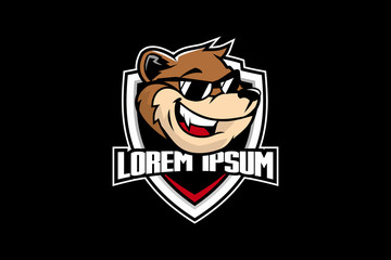 bear head with shield logo template