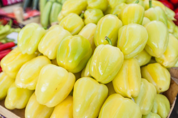 Fresh bell pepper on the stack at Farmers Market