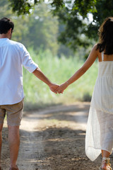 Couples holding hands.Summer in love. Love story.