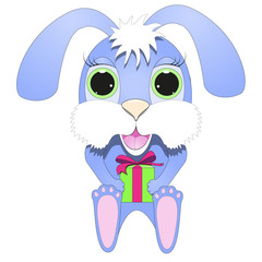 cute rabbit with his gift