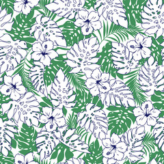 Tropical plant illustration pattern