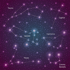 Fototapeta premium set of stars of_4_constellations with the name vector illustration on a scientific theme