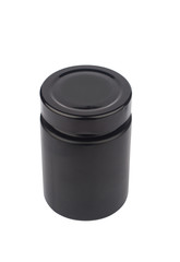 dark black jar with cap isolated on white