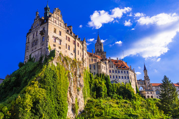 Fototapeta premium beautiful German castles- impressive Sigmaringen over rock. landmarks of Germany