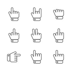 Hand gestures icons from thin lines, vector illustration.