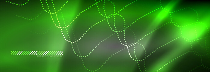 Naklejka premium Glowing neon abstract lines, techno futuristic template