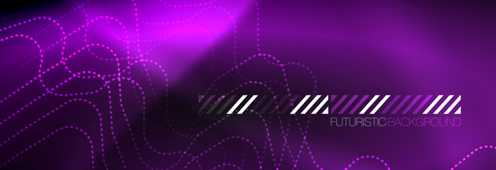 Dark neon light glowing template, abstract vector background lines