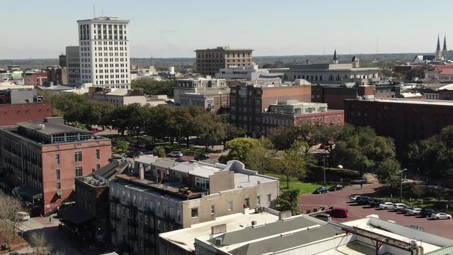 Aerial of Downtown Savannah, Georgia