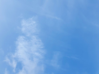 Blue sky with clouds shaped like a person