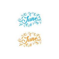 june - hand drawn june lettering phrase isolated on the white background. - Vector