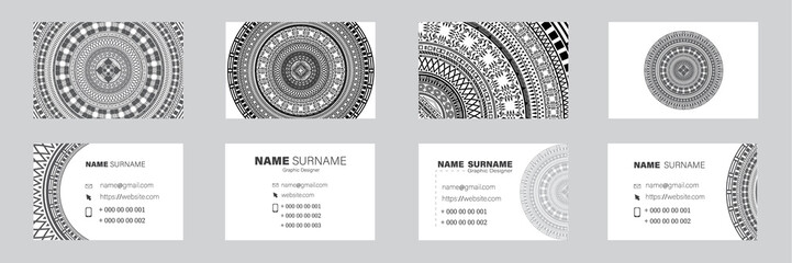 Set of business card templates. Ornament, lace. Vector.