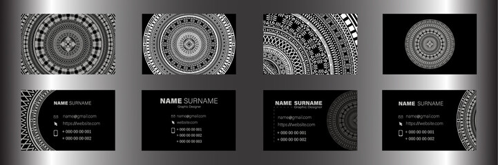 Set of business card templates. Ornament, lace. Vector.