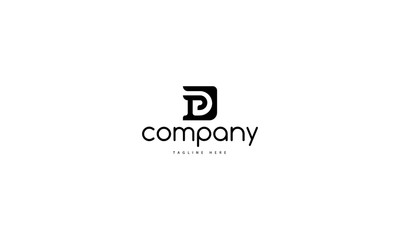 P and D letter 2 black vector logo design