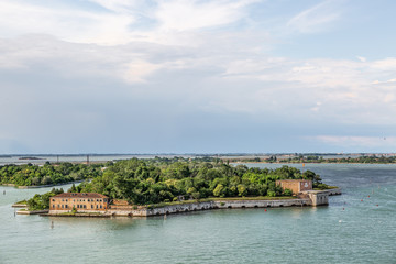 Landscape of the coastal area of Venice on a summer day