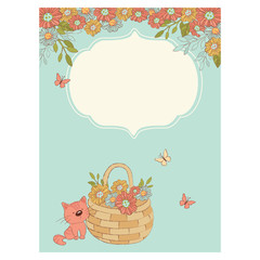 CONGRATULATION CARD Spring Birthday Mother Day Greeting Card Holiday Cartoon Vector Illustration Set for Print Fabric and Decoration