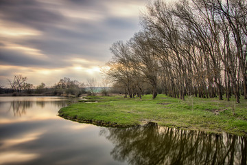 landscape with river and blue sky