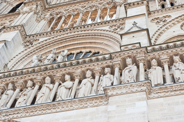 Notre-Dame Cathedral (Cathedrale Notre-Dame de Paris), close up. Paris, France