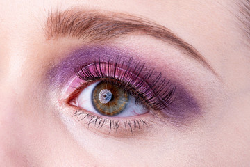 Obraz premium Close-up of the eye with artificial eyelashes.