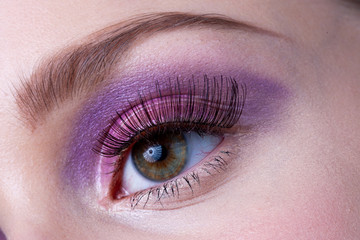 Obraz premium Close-up of the eye with artificial eyelashes.