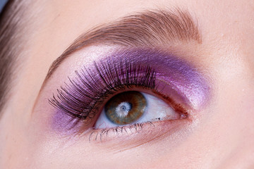 Obraz premium Close-up of the eye with artificial eyelashes.