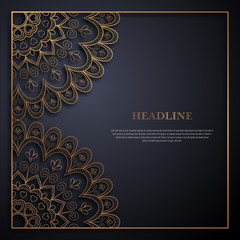 Gold and black greeting card template in retro style. Great design for any purposes: invitation, flyer, menu, brochure or leaflet