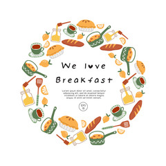 Hand drawn vector illustration of coffee, sweets and pastry