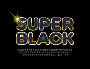 Obraz premium Vector Super Black and Golden Alphabet. Luxury style Font. Letters and Symbols for Marketing. Design, Business 