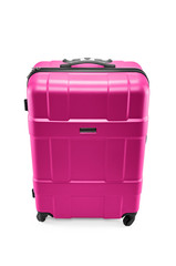 Plastic pink travel bag isolated on white background