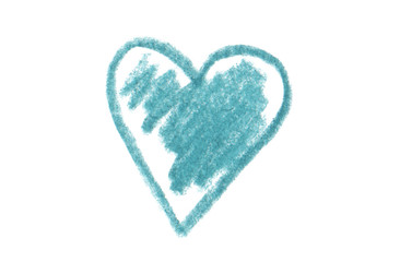 Color pencil drawing heart shape. Isolated on white.