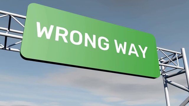 Wrong Way road sign animation