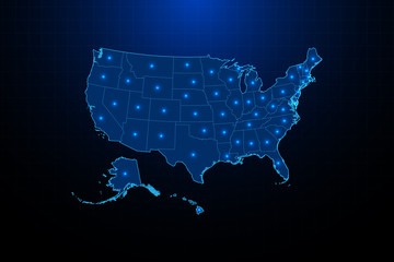 Obraz premium USA map illustration on dark blue color