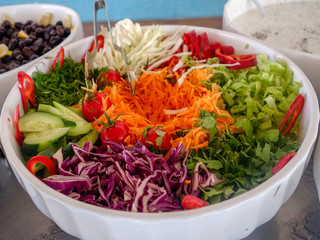 Healthy traditional Turkish salad and bowl