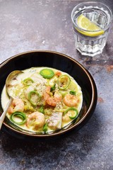 Cod and prawns with fennel and sour cream