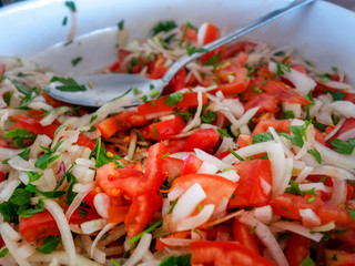 Healthy traditional Turkish salad and bowl