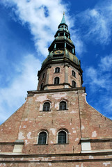 Fototapeta na wymiar The St. Peter's Church in the historical center of Riga, Latvia