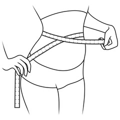 Slim girl with tape measure around body