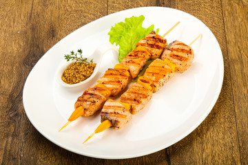 Grilled salmon skewer