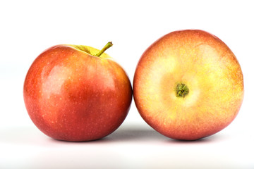 Two fresh apples closeup isolated on white background.