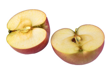 Naklejka na ściany i meble Two halves of fresh apple isolated on white