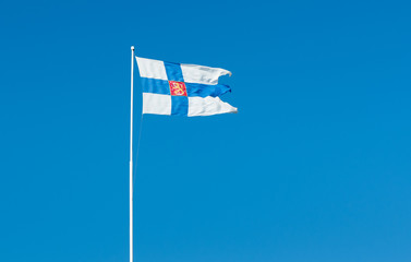 Flag of Finland against blue sky