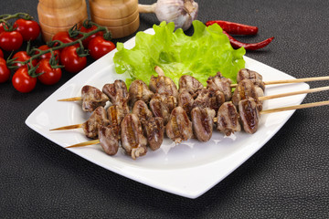 Chicken hearts skewer