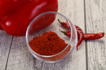 Paprika powder in the bowl