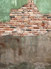 brick wall with old window