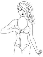 Woman measuring the size of her chest