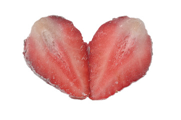 two half frozen strawberries