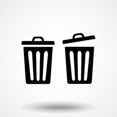 Trash bin icon. Flat vector illustration EPS 10