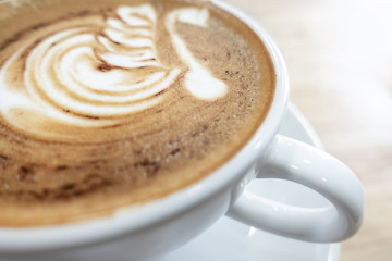 Coffee cup, A cup of hot latte coffee with latte art