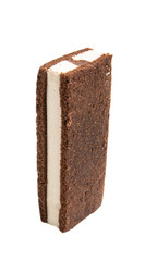 chocolate sponge cake with milk souffle isolated