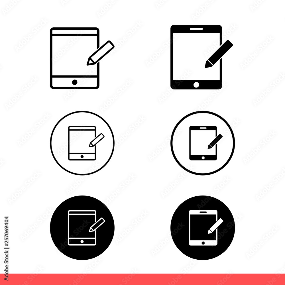 Poster tablet vector icon set, drawing device symbol. simple, flat design for web or mobile app